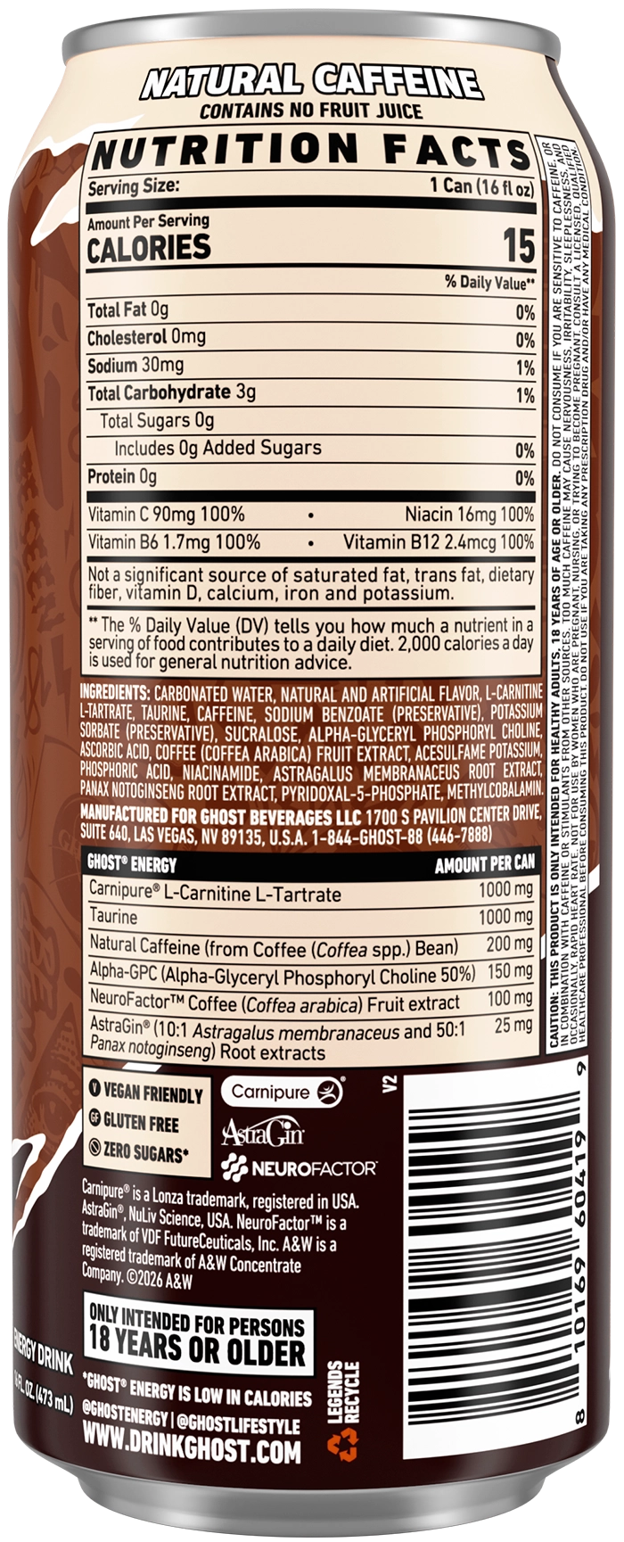 Product package Nutrition Label