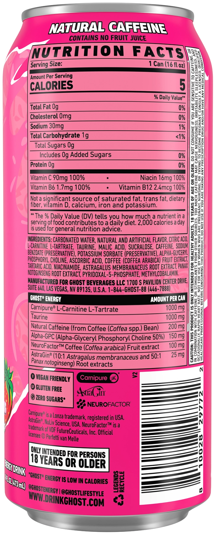 Product package Nutrition Label