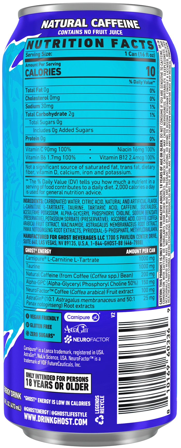 Product package Nutrition Label