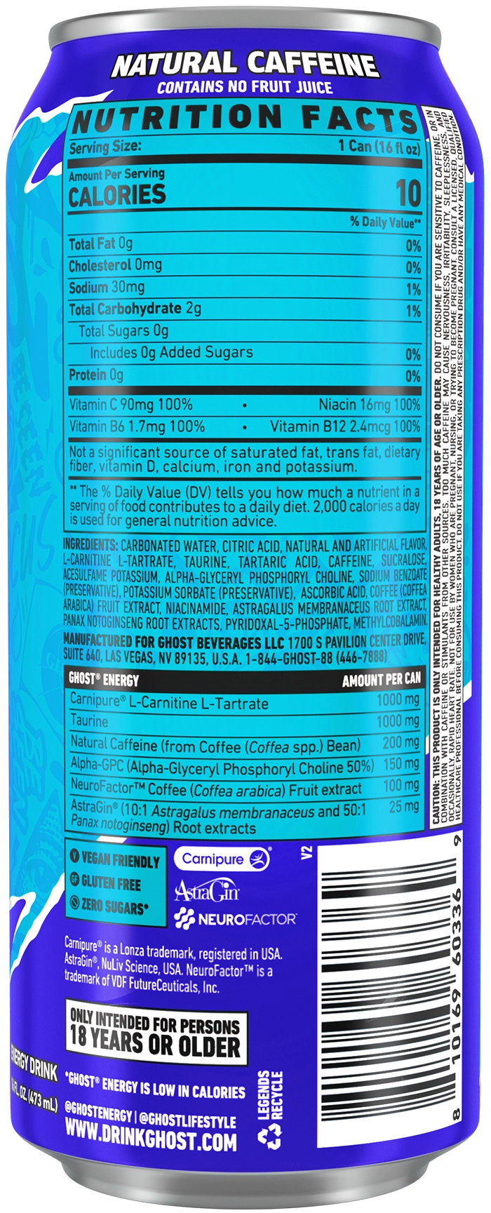 Product package Nutrition Label