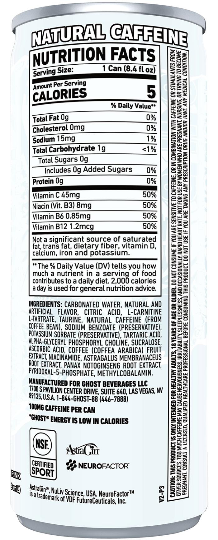 Product package Nutrition Label