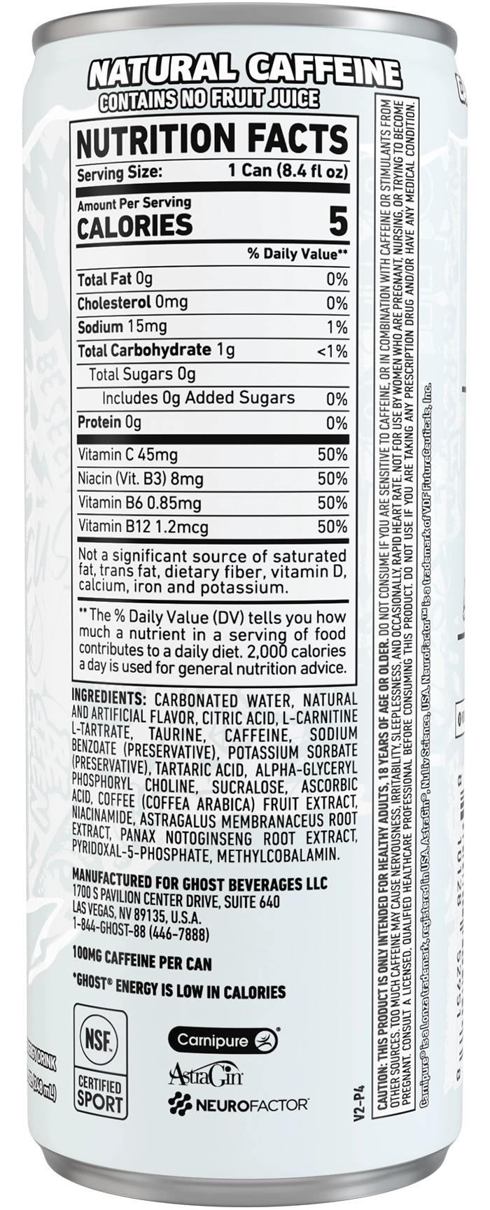 Product package Nutrition Label