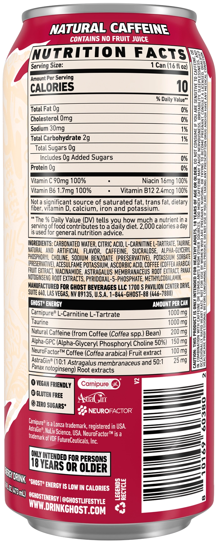 Product package Nutrition Label