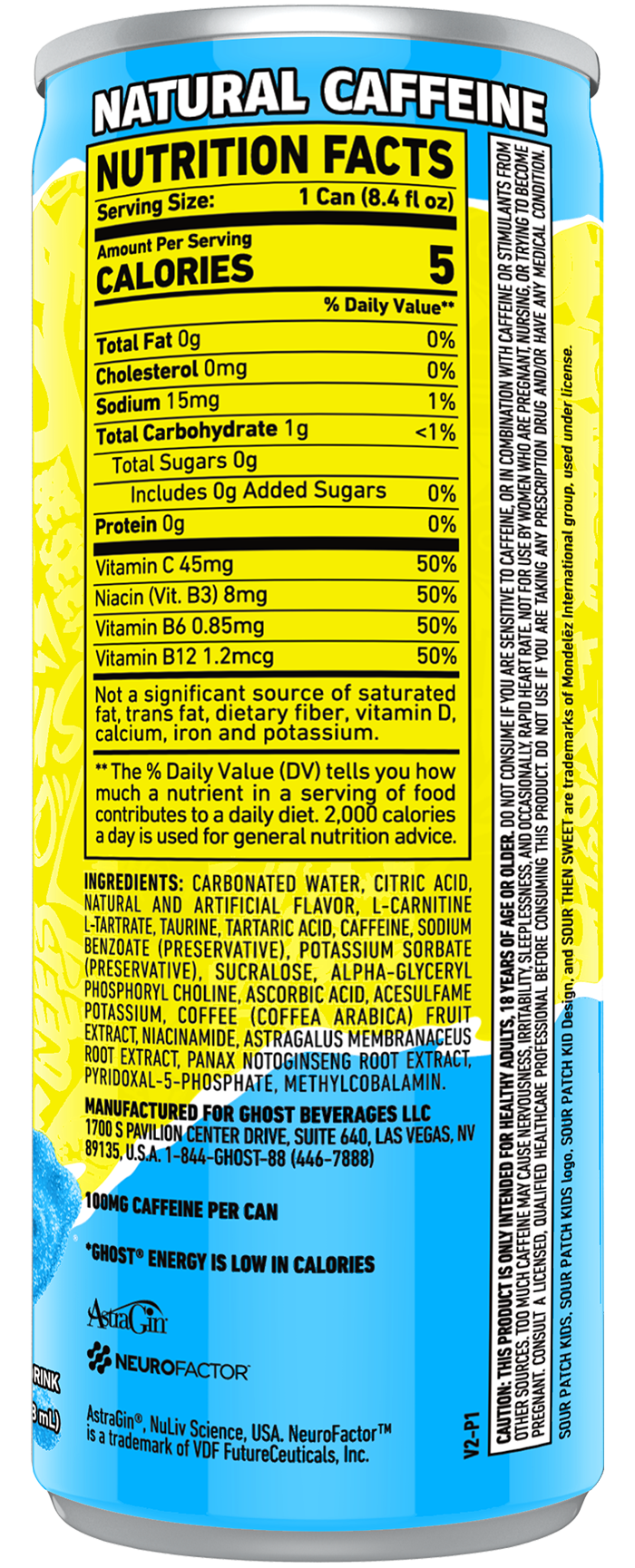 Product package Nutrition Label