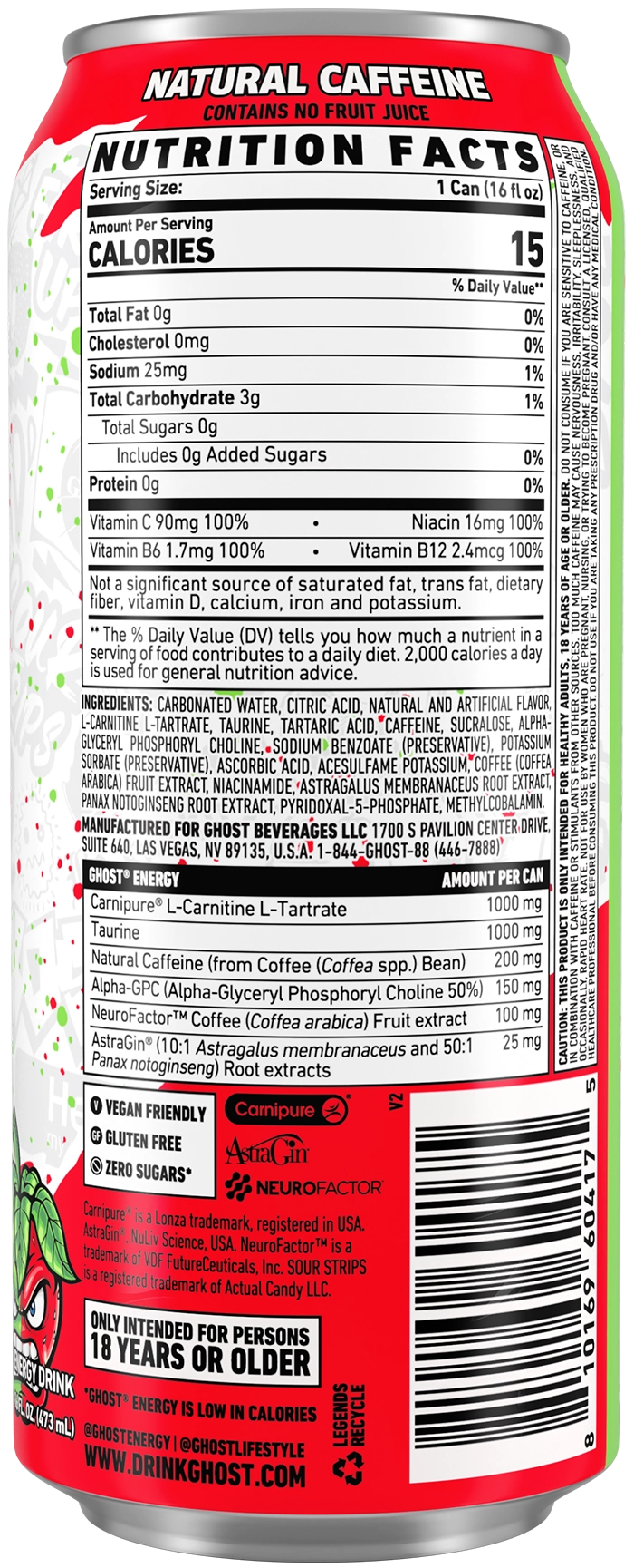 Product package Nutrition Label