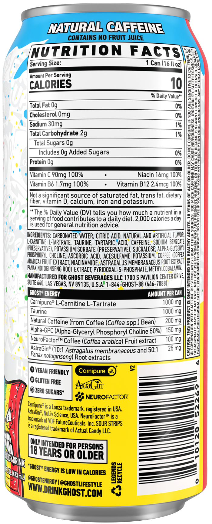 Product package Nutrition Label