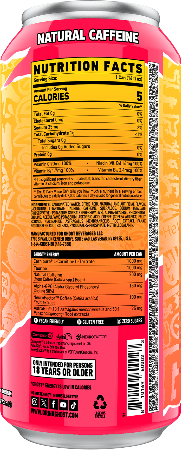 Product package Nutrition Label