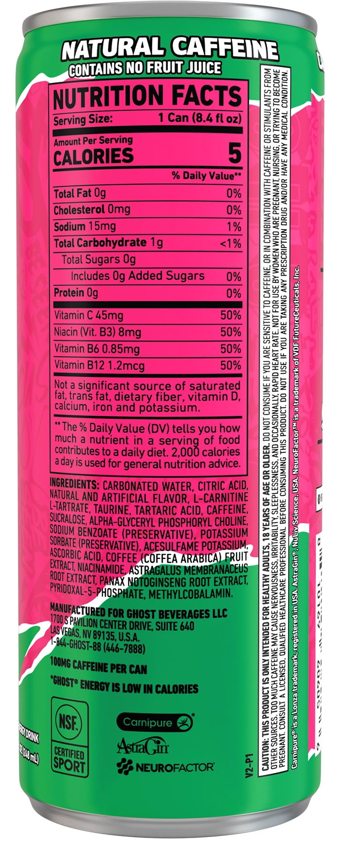 Product package Nutrition Label